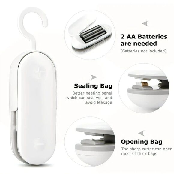 2-in-1 Mini Bag Sealer & Cutter - Portable Heat Vacuum Sealer for Food Storage - Picture 4 of 5